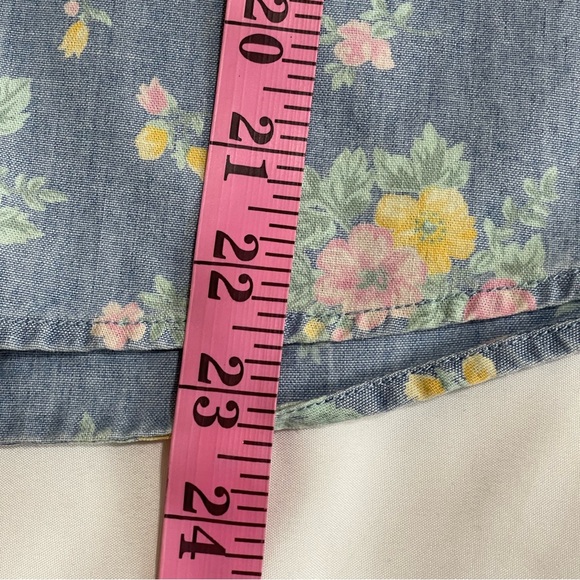 Karen Scott Flowers Print Button Down Short Sleeves Top Size L - Picture 6 of 6